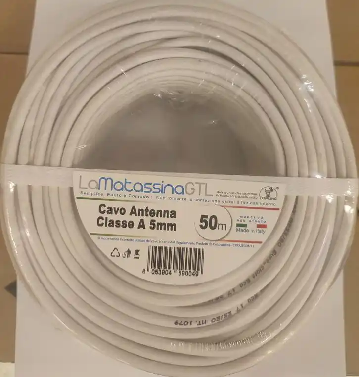 Cavo Sat classe A 5mm Go-At Topline 50 metri bianco- MTVSATA5BI50 Sconto