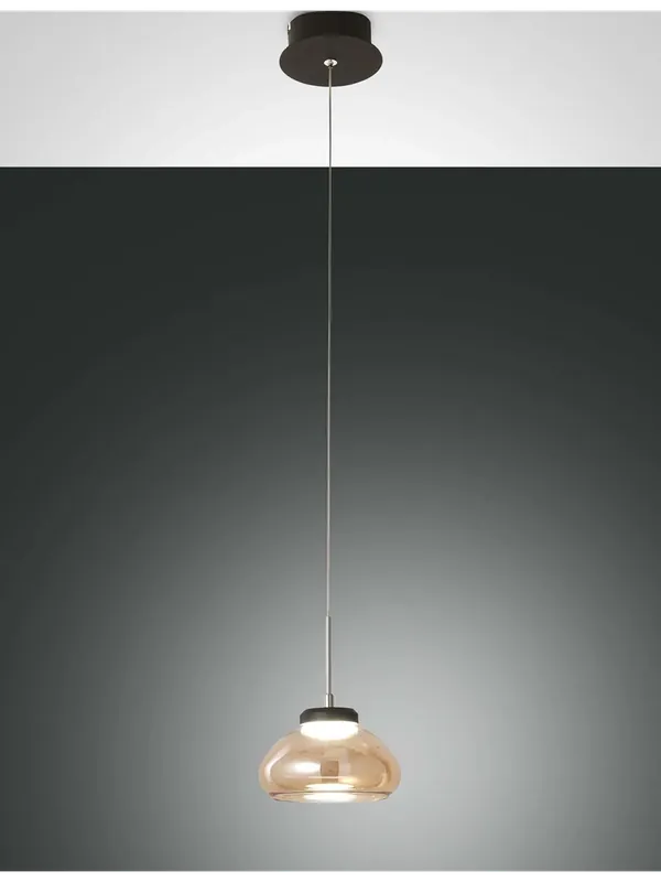 Consegna Rapida Lampadario a sospensione moderna led 1 luce ambra per cucina camera FB-0104