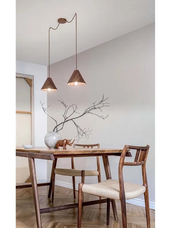 Lampadario a sospensione moderno design legno noce 2 luci camera cucina FB-0098 Scelto Dai Clienti