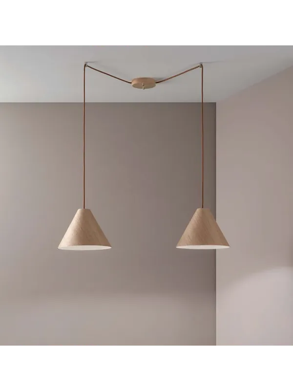 Acquista Ora Lampadario a sospensione moderno legno quercia 2 luci camera cucina FB-0097