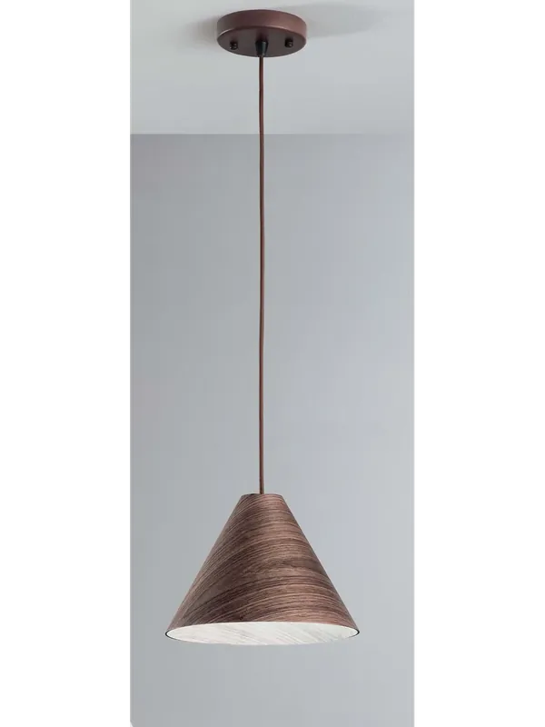 Lampadario a sospensione moderno design legno noce d.25cm camera cucina FB-0095 Occasione Imperdibile