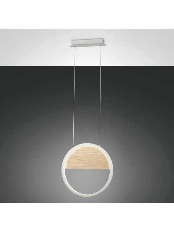 Lampadario moderno a led bianco con legno per camera soggiorno FB-0007 Occasione
