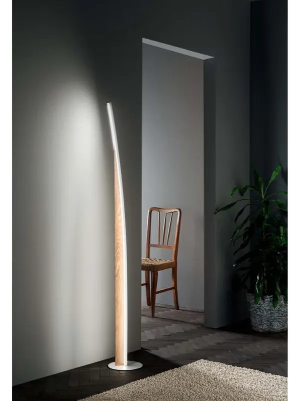 Acquista Ora Piantana moderna a led bianca con legno per camera soggiorno FB-0003