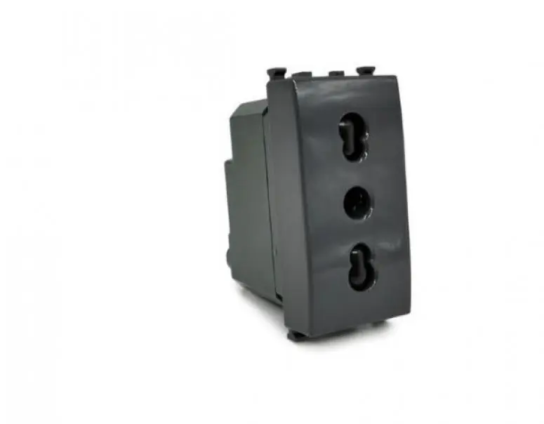 Presa bivalente Gem compatibile con Vimar Plana 14203 16A nero - 618N Nuovo Arrivo