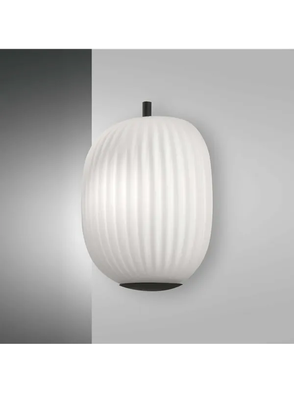 Applique moderno nero con vetro 1 luce vetro soffiato bianco FB-0083 Ultimissimo Modello