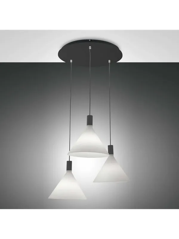 Nuova Collezione Lampadario moderno nero con vetri 3 luci vetri soffiato bianco FB-0082