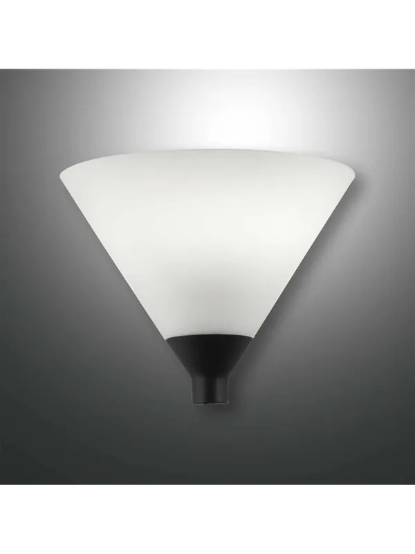 Applique moderno nero con vetro 1 luce vetro soffiato bianco FB-0080 Popolare
