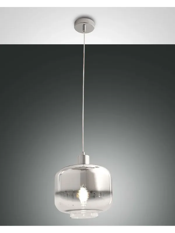 Solo Oggi Lampadario a sospensione moderno 1 luce in vetro soffiato cromato FB-0079