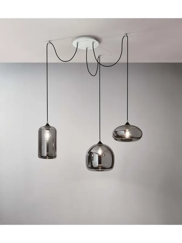 Lampadario moderno a sospensione in vetro fumè per soggiorno cucina FB-0073 Ultimissimo Modello