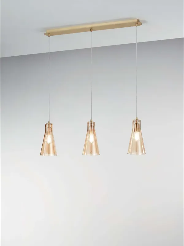 Lampadario moderno a sospensione in vetro design ambra per cucina FB-0069 Ordina Subito