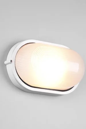 ALANO PLAFONIERA APPLIQUE DA ESTERNO OVALE FUTouchdimmerONE DI ALLUMINIO BIANCA E VETRO SATINATO L.28,3CM IP44 Offerta Del Giorno