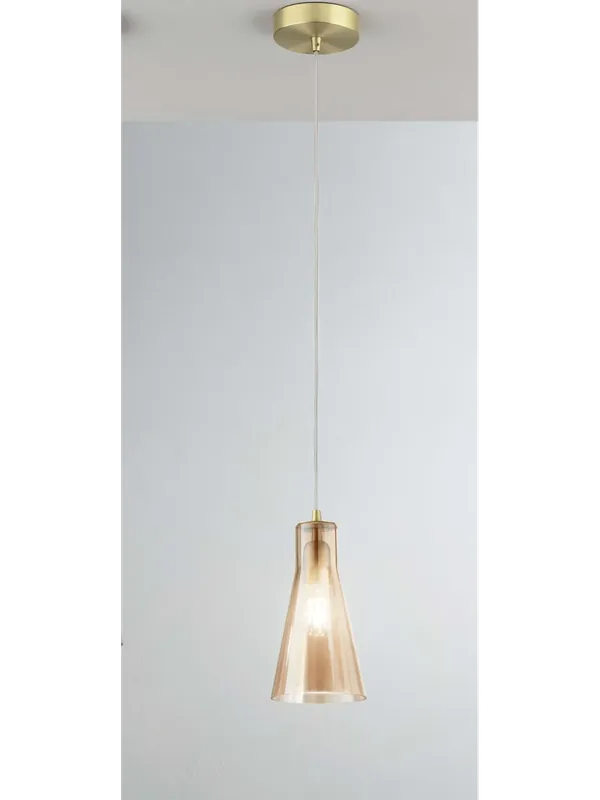 Esclusivo Lampadario moderno a sospensione in vetro design ambra per cucina FB-0068