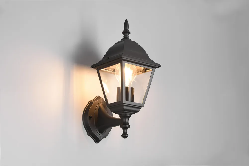 Must-Have LIVENZA APPLIQUE DA ESTERNO UP 4 LATI FUTouchdimmerONE DI ALLUMINIO NERA E VETRO TRASPARENTE H. 33CM IP44