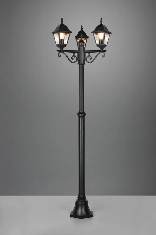 Offerta Del Giorno LIVENZA PALO ALTO 3 LANTERNE DA ESTERNO 4 LATI FUTouchdimmerONE DI ALLUMINIO NERA E VETRO TRASPARENTE H. 200CM IP44