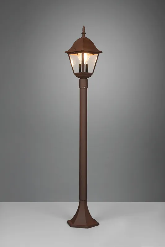 LIVENZA PALO DA ESTERNO 4 LATI FUTouchdimmerONE DI ALLUMINIO RUGGINE E VETRO TRASPARENTE H. 100CM IP44 Promo Stagionale