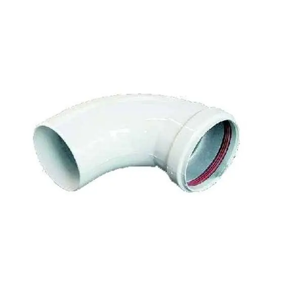 GOMITO PELLET SMALTATO BIANCO 45° MASCHIO-FEMMINA RAGGIO STRETTO Ø 80mm Ultime Pezzi