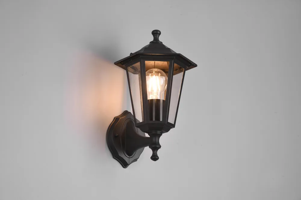 PIENZA APPLIQUE DA ESTERNO UP 6 LATI FUTouchdimmerONE DI ALLUMINIO NERA E VETRO TRASPARENTE H. 31CM IP44 Ordina Subito