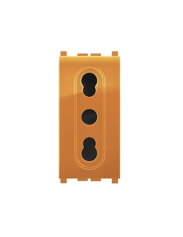 Presa italiana bivalente sicurezza MiVida 2P+T10/16A arancione adattabile Vimar Plana Promozione
