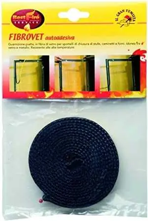 Guarnizione di tenuta piatta per vetro stufa camino 15x2 mm in fibra di vetro resistente al calore, lunghezza 2,5 metri Offerta Limitata