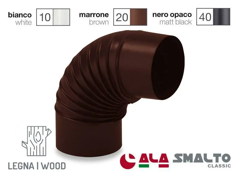 Gomito curva smaltata CLASSIC Marrone 90° Ø 140mm per stufe a legna Sconto