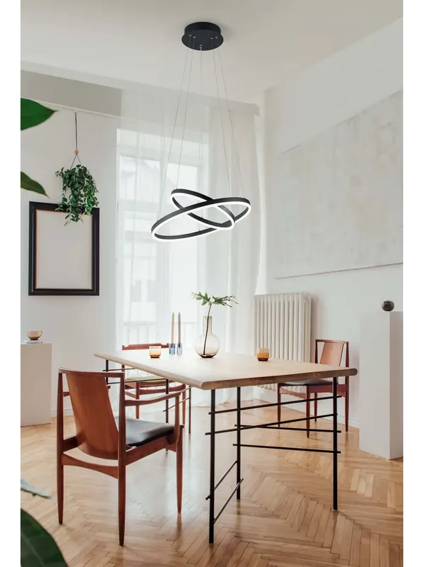 Ordina Subito Lampadario a led moderno design nero con cerchi per cucina soggiorno FB-0023