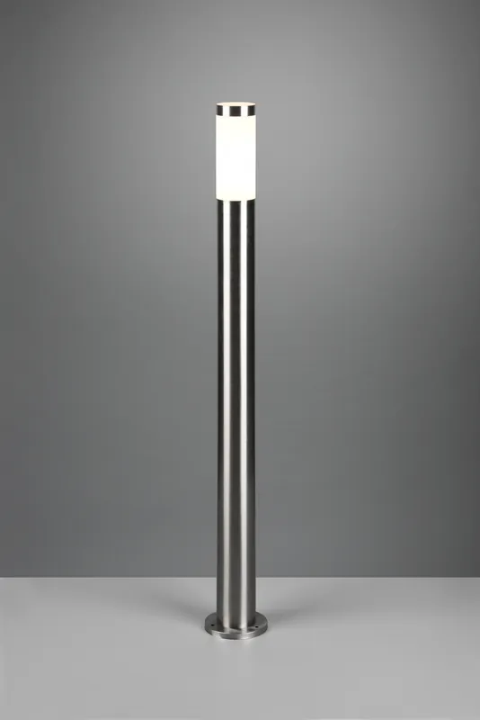 Compra Oggi Stesso TRIOTO PALO DA ESTERNO CILINDRO ACCIAIO SATINATO E DIFFUSORE OPALE H. 80CM IP44
