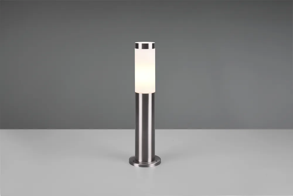 TRIOTO PALO SEGNAVIALI DA ESTERNO CILINDRO ACCIAIO SATINATO E DIFFUSORE OPALE H. 45CM IP44 Spedito Oggi