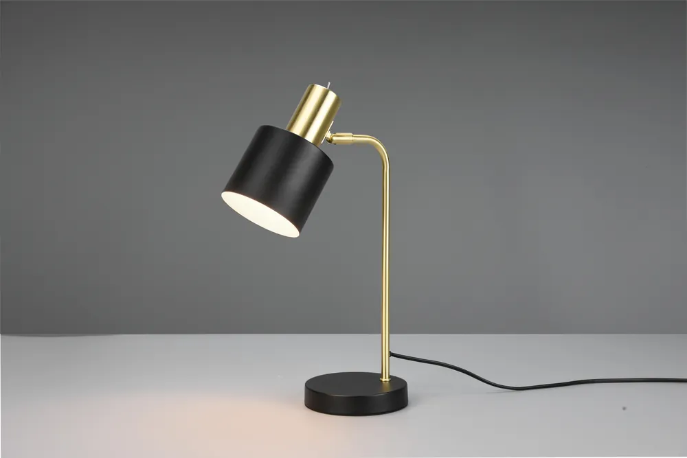 ADAM LAMPADA DA TAVOLO METALLO OTTONE SATINATO E NERO H. 42CM Saldi