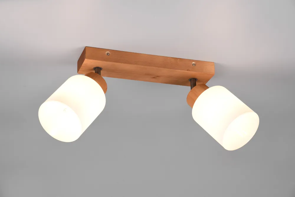 Occasione Imperdibile ASSAM BARRA 2 SPOTS BASE LEGNO CON VETRI BIANCHI L. 30CM