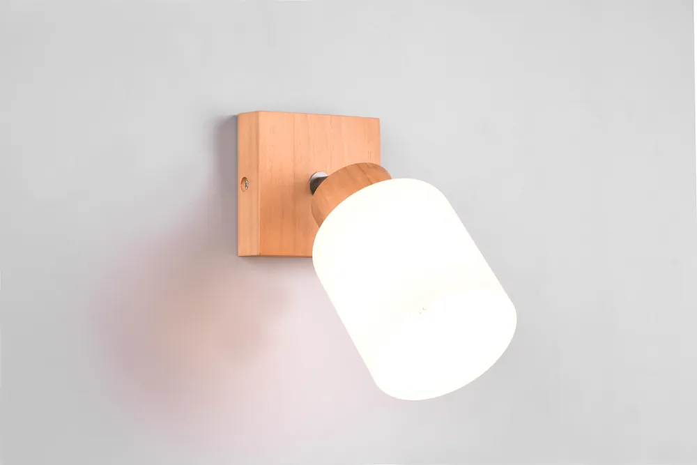 Più Venduto ASSAM SPOT TouchdimmerNGOLO BASE LEGNO CON VETRO BIANCO H. 23,7CM