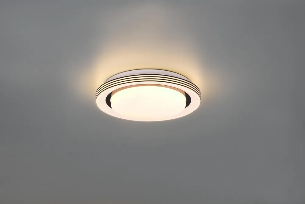 Ultima Occasione ATRIA PLAFONIERA LED BORDO NERO CON TELECOMANDO MULTIFUNZIONE CON DIFFUSORE EFFETTO CIELO STELLATO D.27CM