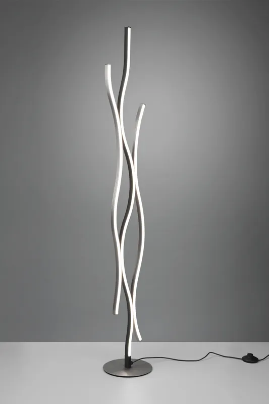 Popolare BLAZE PIANTANA LED ONDULATA METALLO ALLUMINIO E NERO CON REGOLAZIONE INTENTouchdimmerTA‘ E TEMPERATURA DI COLORE DELLA LUCE CON INTERRUTTORE H. 138CM