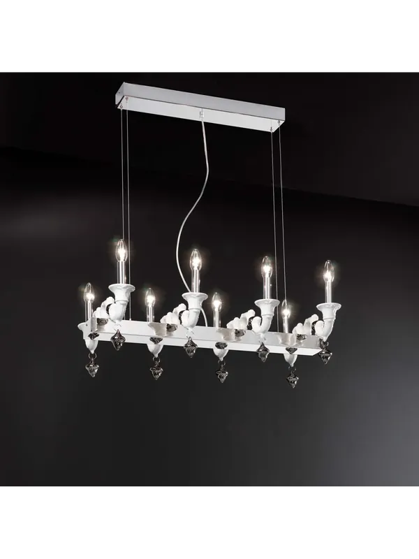 Lampadario classico lusso ceramica bassano bianco a 8 luci luxury r020 Economico