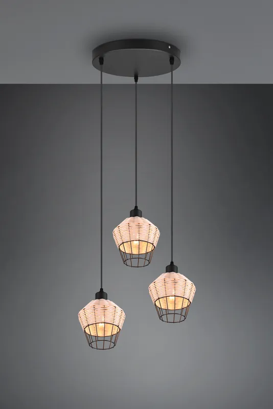 Miglior Prezzo BORKA SOSPENTouchdimmerONE 3 DIFFUSORI IN RATTAN COLORE NATURALE D. 41CM