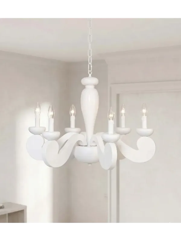 Ordina Subito Lampadario contemporaneo in legno bianco a 6 luci esse 809/6