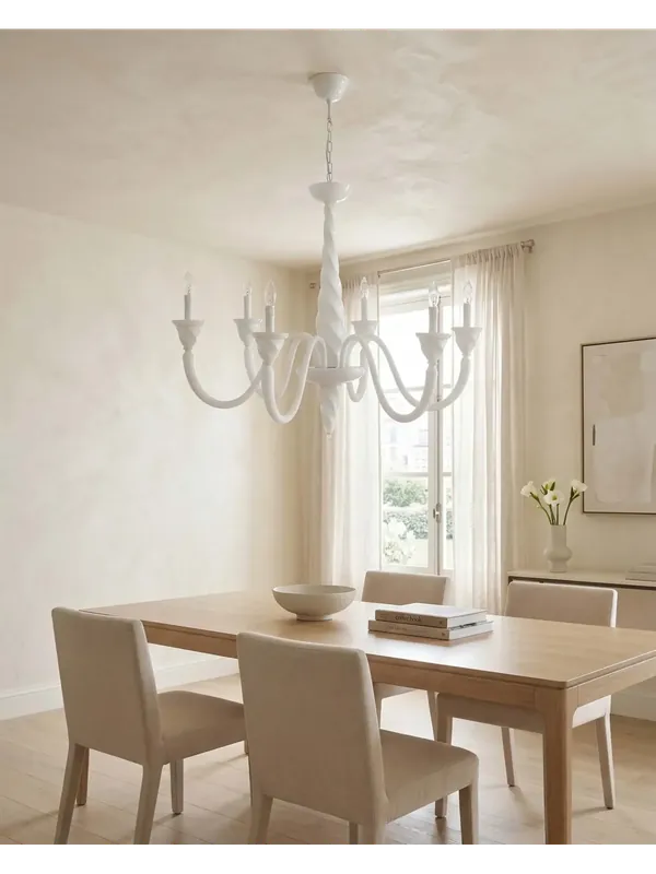 Lampadario contemporaneo in legno bianco shabby chic 6 luci esse 808/6 Affare
