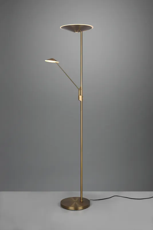 BRANTFORD PIANTANA LED METALLO OTTONE ANTICATO CON LUCE DA LETTURA CON INTERRUTTORI TOUCH SEPARATI REGOLAZIONE INTENTouchdimmerTA‘ E TEMPERATURA DI COLORE H. 180CM Spedito Oggi