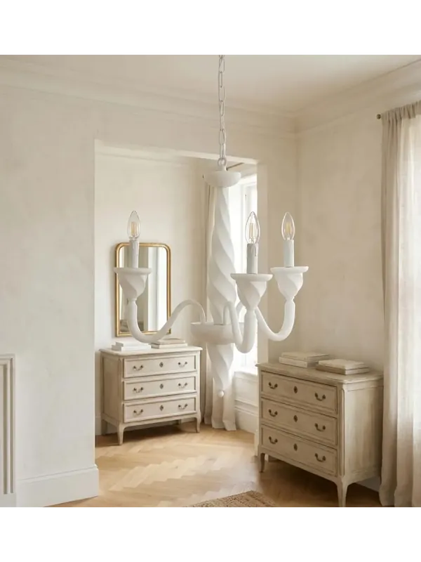 Prezzo Ridotto Lampadario contemporaneo in legno bianco shabby chic 3 luci esse 808/3