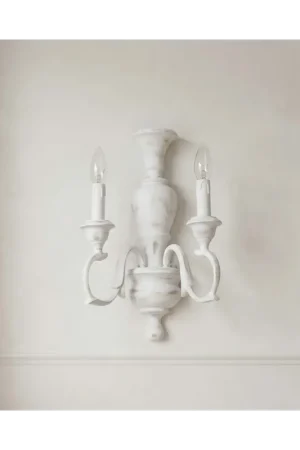 Applique classico in legno bianco shabby chic 2 luci esse 807/2a Compra Adesso