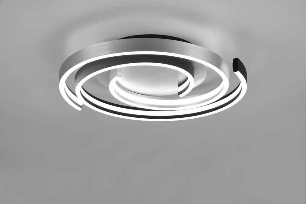 CAYA PLAFONIERA LED SPIRALE METALLO ALLUMINIO E NERO CON REGOLAZIONE INTENTouchdimmerTA‘ E TEMPERATURA DI COLORE DELLA LUCE CON INTERRUTTORE D. 50CM Prezzo Scontato