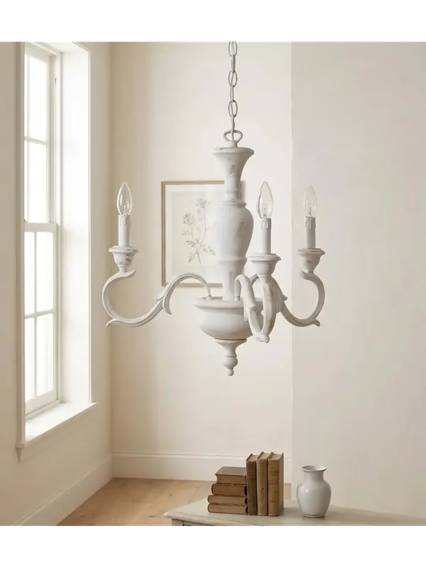 Offerta Speciale Lampadario classico in legno bianco shabby chic 3 luci esse 807/3