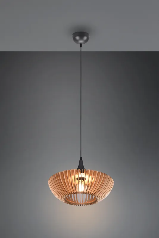 COLINO SOSPENTouchdimmerONE LEGNO NATURALE E METALLO ANTRACITE D. 40CM Spedizione Espresso