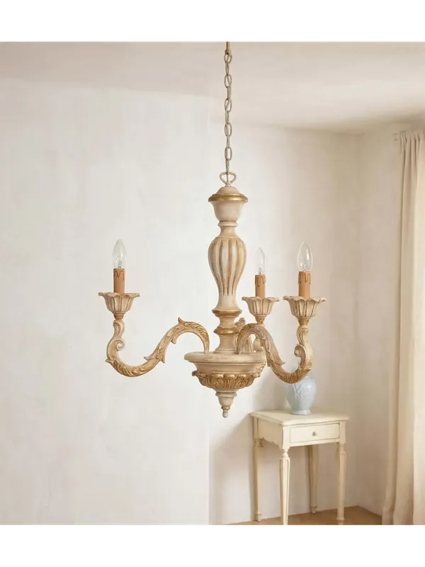 Più Venduto Lampadario classico in legno decapè oro a 3 luci esse 711/3