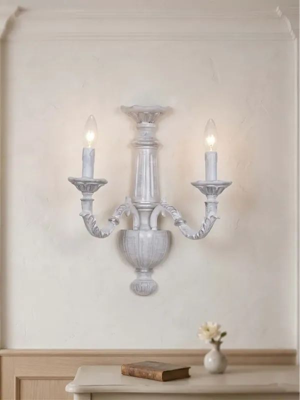 Novità Applique classico in legno bianco-argento shabby chic 2 luci esse 818/2a