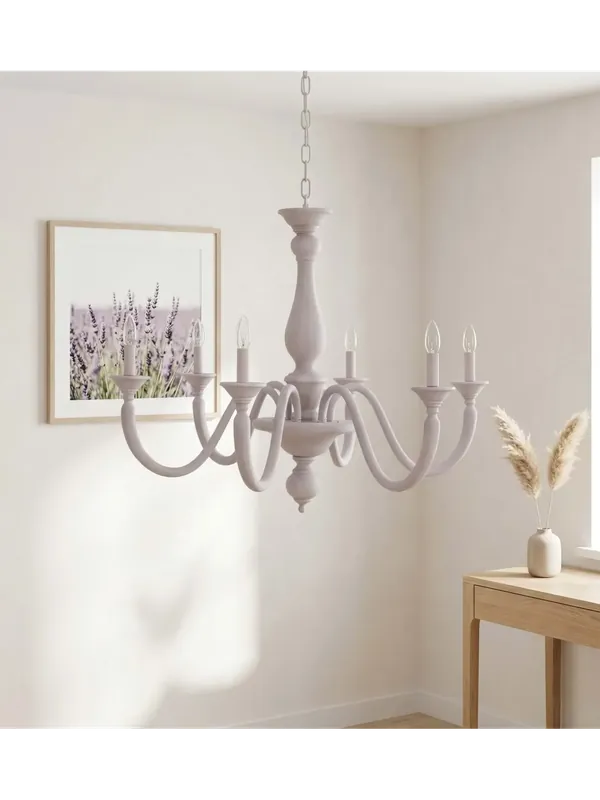 Lampadario classico in legno tortora shabby chic 6 luci esse 817/6 Must-Have