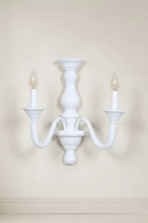 Applique classico in legno bianco shabby chic 2 luci esse 817/2a Ultima Occasione