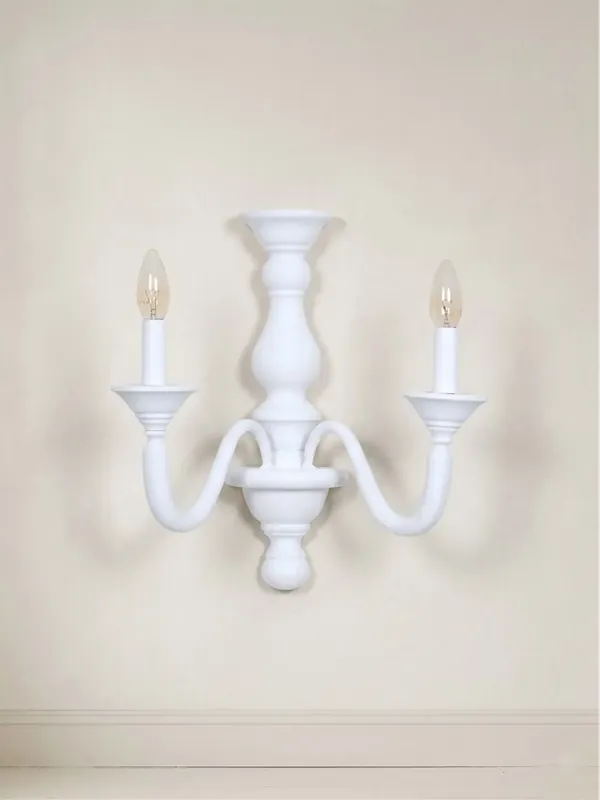 Applique classico in legno bianco shabby chic 2 luci esse 817/2a Ultima Occasione