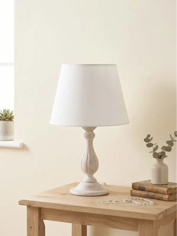 Acquista Ora Lume grande classico in legno cipria sbiancato shabby chic 1 luce esse 816/bg