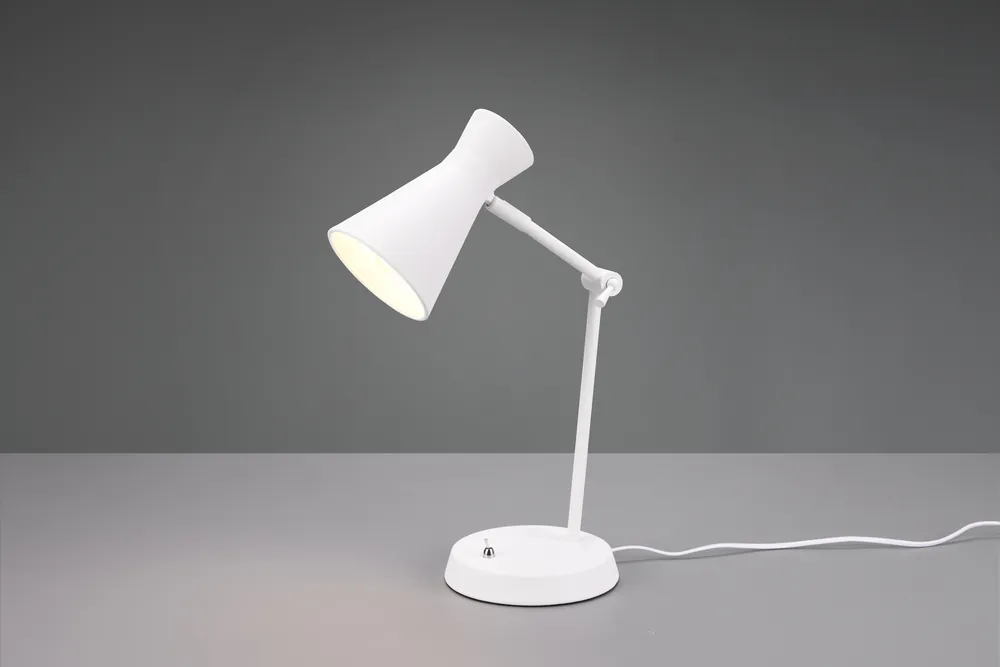 Pagamento Sicuro ENZO LAMPADA DA TAVOLO DIFFUSORE DOPPIO CONO METALLO BIANCO H. 50CM