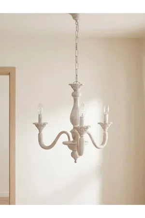 Lampadario classico in legno cipria sbiancato shabby chic 3 luci esse 816/3 Offerta